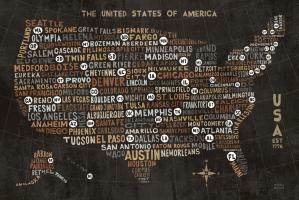 US City Map Black #20462 US City Map Black #20462