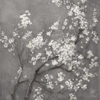 White Cherry Blossoms I on Grey Crop #30776 White Cherry Blossoms I on Grey Crop #30776