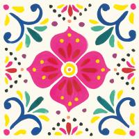 Floral Fiesta White Tile IX #41528 Floral Fiesta White Tile IX #41528