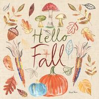 Hello Fall I Sq Burlap #47596