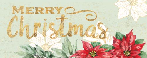 Watercolor Poinsettia Merry Christmas #47937-20x8 Watercolor Poinsettia Merry Christmas #47937-20x8