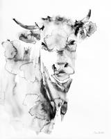 Village Cow Gray #47940-16x20 Village Cow Gray #47940-16x20