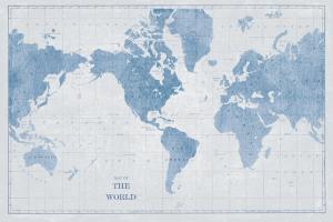 World Map White and Blue #48172-30x20
