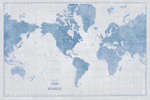 World Map White and Blue #48172-30x20 World Map White and Blue #48172-30x20