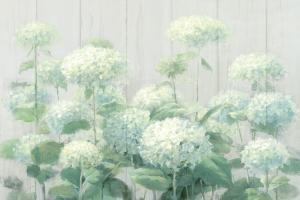 White Hydrangea Garden Sage on Wood Rectangle #48404-27x27