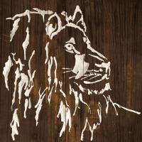 White Lion on Dark Wood #50037