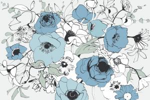 Watercolor Black Lined Poppies Mix #49852 Watercolor Black Lined Poppies Mix #49852
