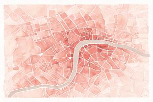 Watercolor Wanderlust London Coral #50414 Watercolor Wanderlust London Coral #50414