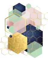 Gold Blush Navy Mint Hexagonal #50993