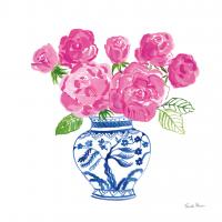 Chinoiserie Roses on White I #55702