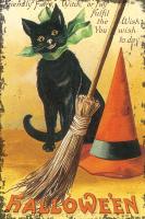 Halloween Nostalgia Cat with Broom #57290 Halloween Nostalgia Cat with Broom #57290