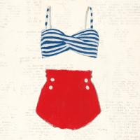 Retro Swimwear IV Newsprint Sq #60978 Retro Swimwear IV Newsprint Sq #60978