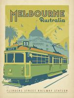 VINTAGE ADVERTISING FLINDERS STREET RAILWAY STATTION MELBOURNE TRAM AUSTRALIA #JOEAND 116753