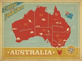 VINTAGE ADVERTISING AUSTRALIA MAP EXPLORE DOWN UNDER #JOEAND 116755