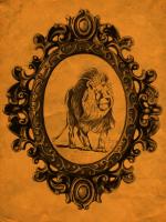 Framed Lion in Tangerine #89777