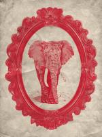 Framed Elephant in Crimson #89791