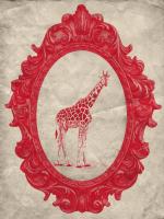 Framed Giraffe in Crimson #89797