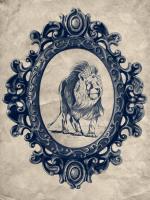Framed Lion in Navy #89798