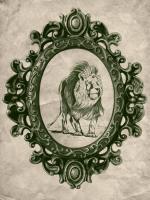 Framed Lion in Evergreen #89799