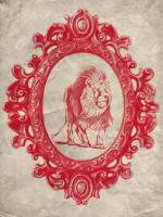 Framed Lion in Crimson #89800
