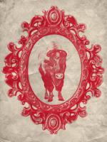 Framed Bison in Crimson #89836