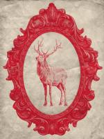 Framed Elk in Crimson #89839