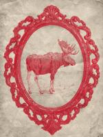 Framed Moose in Crimson #89845