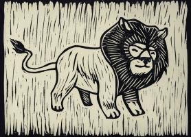 Lion Linocut #90952