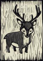 Deer Linocut #90958