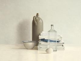 Jar, Bottle, Egg, Bowl and Cloths #IG 3893