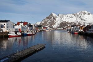 Henningsvaer Hafen Lofoten im Winter #IG 5984