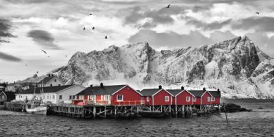 Lofoten Nhe Reine mit roten Htten #IG 6107